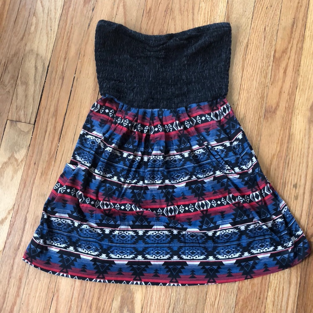 Strapless Billabong dress southwestern pattern